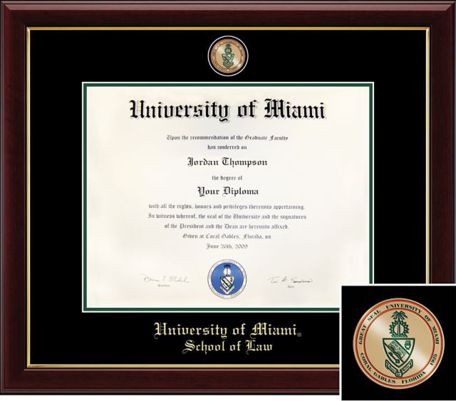University of Miami, Masterpiece Diploma Frame. Masters, PhD.  Law. Diploma Size 11x14 - ONLINE ONLY