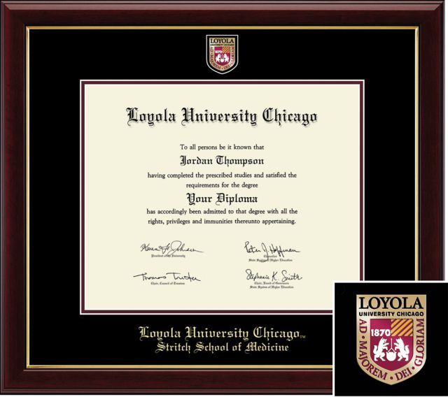 Loyola University Chicago Medicine 14" x 17" Masterpiece Diploma Frame