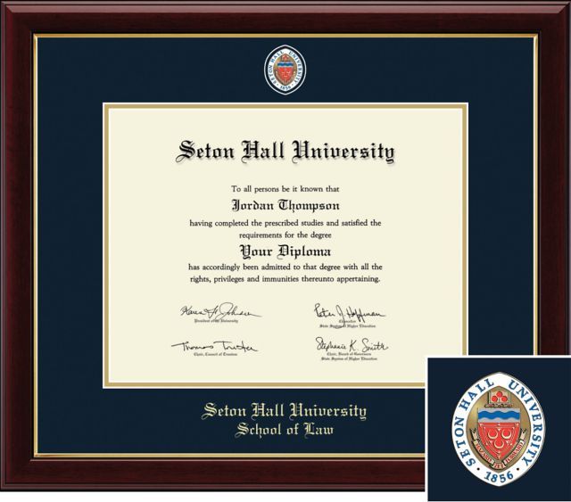 Church Hill Classics Seton Hall University Masterpiece Diploma Frame. School of Law - ONLINE ONLY