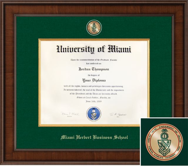 University of Miami, Presidential Diploma Frame. Masters, PhD. Business. Diploma Size 11x14 - ONLINE ONLY